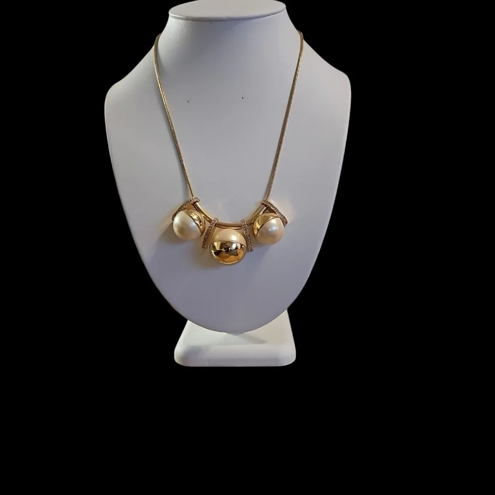 Kate Spade New York Gold and Pearl with Rhinestone studded spacers Necklace